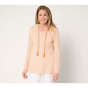 Maya J Women's Top Sz M Rainbow Yarn Braided Tassel Hoodie Pink A683285